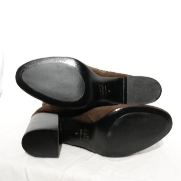 EILEEN FISHER Cinch SMOOTH Suede Block Heel Mid Boot Dark Brown, size 9 - Picture 6 of 7